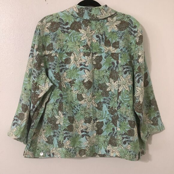 Charter Club 100% Linen Coastal Boho Chic Multicolor Shacket Shirt Jacket 2X - Picture 5 of 7